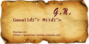 Gavallér Milán névjegykártya